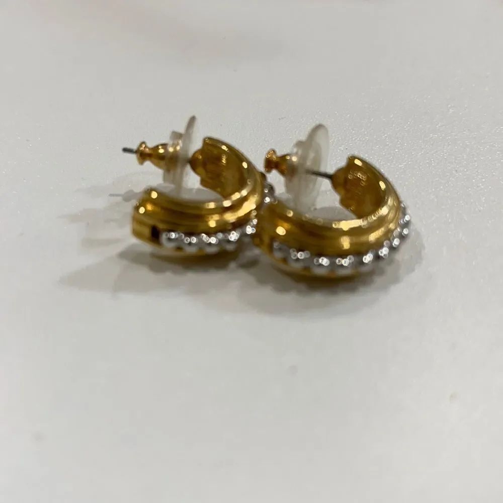 MONET GOLD Hoops with Silver Bead Center Trim!